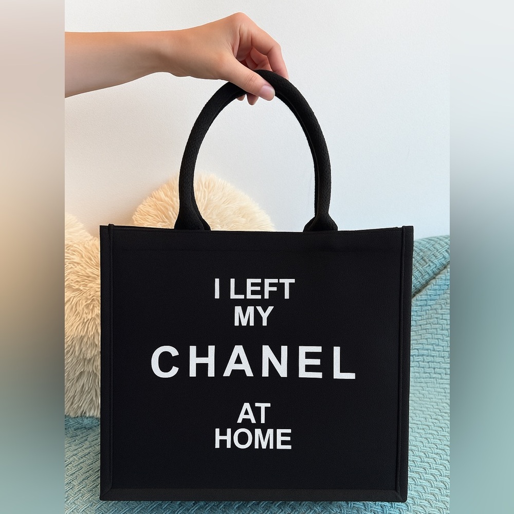 Black‎ Canvas Tote with Funny Graphic Print